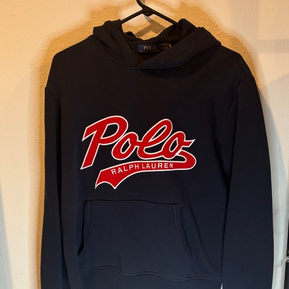 Polo by Ralph Lauren Men's Navy Hoodie with Red Logo - Picture 1 of 5